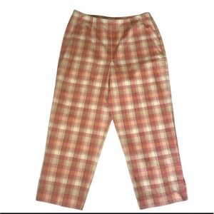 Pendleton Originals Plaid Broad Pants‎ 100% Cotton Pink Orange Yellow Women's 16